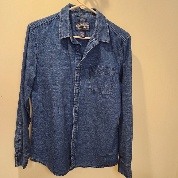 American Rag Denim Men's Button Down Long Sleeves Shirt Size M - Picture 1 of 11
